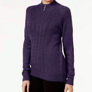 Karen Scott Marled Cable-Knit Sweater